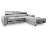 ECKSOFA NOTO R-S Hellgrau Velours-Stoff mit Schlaffunktion