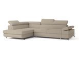 ECKSOFA FAVIEN L-S Beige Boucle-Stoff mit Schlaffunktion