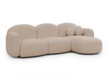 ECKSOFA Nuvola mit abgerundetem Design Hellbeige Bouclé-Stoff - Ottomane Rechts