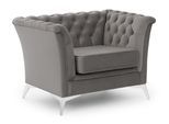 CHESTERFIELD-SESSEL Whitby Grau Samt mit silbernen Füßen