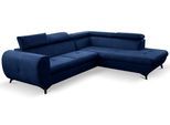ECKSOFA MAGIA R-S Dunkelblau Plüsch-Stoff mit Schlaffunktion