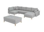 WOHNLANDSCHAFT inkl. Hocker Alma Hellgrau Cord