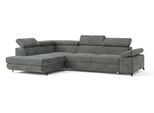 ECKSOFA FAVIEN L-S Grau Velours-Stoff mit Schlaffunktion