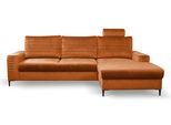 ECKSOFA GRIFO R-S Braun Velours-Stoff mit Schlaffunktion
