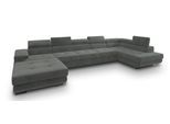 WOHNLANDSCHAFT TORIVA R-S Grau Velours-Stoff mit Schlaffunktion