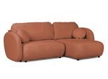 ECKSOFA Candy mit Schlaffunktion Terrakotta Bouclé-Stoff - Ottomane rechts