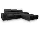ECKSOFA NOTO R-S Schwarz Velours-Stoff mit Schlaffunktion