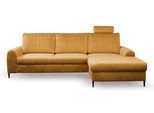 ECKSOFA VERONA R-S Gelb Velours-Stoff mit Schlaffunktion