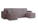 WOHNLANDSCHAFT PESANO M Lila Velours-Stoff mit Schlaffunktion
