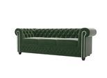 CHESTERFIELD-SOFA 3-Sitzer mit Schlaffunktion Nyx Flasche grün Samt