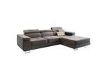 ECKSOFA ELMA R-S Grau Velours-Stoff mit Schlaffunktion