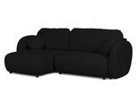 ECKSOFA Candy mit Schlaffunktion Schwarz Bouclé-Stoff - Ottomane links
