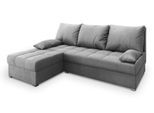 ECKSOFA RITA M Hellgrau Velours-Stoff mit Schlaffunktion