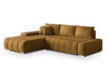 ECKSOFA ALESE L-S Gelb Velours-Stoff mit Schlaffunktion