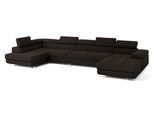 WOHNLANDSCHAFT VELORA L-S Braun Velours-Stoff mit Schlaffunktion