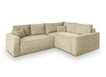 ECKSOFA ERONIS R-S Creme Velours-Stoff mit Schlaffunktion