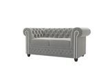 CHESTERFIELD-SOFA 2-Sitzer Nyx Grau Samt