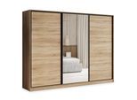 SCHWEBETÜRENSCHRANK TARI 250/205/58 cm 3-türig mit Spiegel und Schubladen Sonoma Eiche