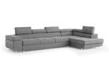 ECKSOFA VICENTE Grau Velours-Stoff mit Schlaffunktion