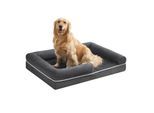 FEANDREA Orthopädisches Hundebett, Hundekissen, erhöhte Ränder, abnehmbar und waschbar schiefergrau XL