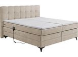 Boxspringbett ED EXCITING DESIGN "Atlas", cream, B:204cm L:230cm, 100% Polyester, Komplettbetten, Boxspringbett