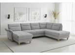 Wohnlandschaft SIT & MORE "Pamela", grau (silber), B:292cm H:90cm T:212cm, 100% Polyester, Sofas, Wohnlandschaft, mit Federkern und Liegefläche aus Originalstoff