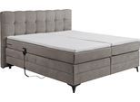 Boxspringbett ED EXCITING DESIGN "Atlas", stone, B:204cm L:230cm, 100% Polyester, Komplettbetten, Boxspringbett