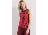 Blusentop STREET ONE, Damen, Gr. 44, salsa rot, Stoff, 100% Viskose, gemustert, normal normal, Rundhals, Bündchen, Blusen Blusentop, aus softer Viskose