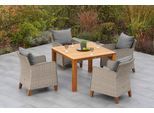 Garten-Essgruppe MERXX "Avellino", beige (steinbeige), Aluminium, Kunststoff, Massivholz, Sitzmöbel-Sets, Garten-Essgruppe, inkl. Auflagen