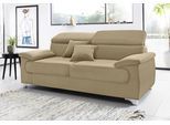 2,5-Sitzer DOMO COLLECTION "Mira inklusive Kopfteilverstellung für mehr Wohlfühlkomfort", beige, B:205cm H:78cm T:100cm, Zierkissen: Entsprechend jeweiligem Bezug.;Struktur (100% Polyester);Struktur fein (100% Polyester);Luxus-Microfaser (92% Polyester, 8% Nylon), Sofas, elegant und modern, komfortabel, frei im Raum stellbar