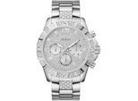 Multifunktionsuhr GUESS "MAJESTIC", silber (silberfarben), Armbanduhren, Herren, Quarzuhr, Armbanduhr, Herren, Datum, 12/24-Std.-Anzeige,Kristallsteine