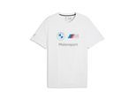 T-Shirt PUMA "BMW MMS ESS LOGO TEE", Herren, Gr. XXL, weiß (puma weiß), Jersey, Obermaterial: 100% Baumwolle, unifarben, regular fit normal, Rundhals, Shirts T-Shirt, Kurzarm, mit Rundhalsausschnitt, motorsport-inspiriert