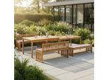 Gardenson Gartengarnitur Hawaii, Mehrfarbig, Akazie, Holz, Textil, Akazie, Hartholz, Füllung: Schaumstoff, Fsc, platzsparend verstaubar, Gartenmöbel, Gartenmöbel-Sets