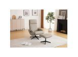 Livetastic Relaxsesselset, Taupe, Metall, Echtleder, Rindleder, 77x107x75 cm, Relaxfunktion, Wohnzimmer, Sessel, Relaxsessel