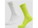 MP Move Club Laufsocken (2er-Pack) - Neongrün/Weiß - UK 9-11