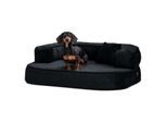 Tierlando SHARLEEN VISCO PLUS - Orthopädisches Hundesofa mit kuscheligem Teddystoff anthrazit 80 cm, 30 cm, 60 cm
