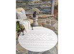 Teppich CARPET CITY "In-& Outdoorteppich Santorini 411, 3D-Effekt, Boho-Optik", beige (creme), H:5mm Ø:200cm, Polypropylen, Teppiche, Teppich, Wetterfest & UV-beständig für Terrasse, Balkon, Küche, Flur