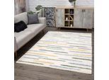 Hochflor-Teppich CARPET CITY "Pulpy 562", beige (creme), B:80cm H:30mm L:300cm, Polypropylen (PP), Teppiche, besonders weich, Streifen, Wohnzimmer, Schlafzimmer, Kinderzimmer