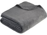Wohndecke IBENA "Uni Decke Malaga", grau (anthrazit), B:150cm L:200cm, Baumwolle, Wohndecken, Wohndecke, unifarben