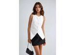 Gestreepte Crew Neck Geknoopte Vest