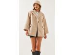 Oversized Pluche Jas met Sjaalkraag en Pocket