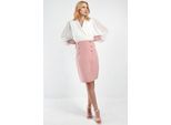 V-Ausschnitt Midi-Kleid mit Knopfdetails