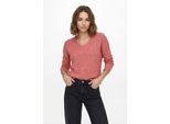 V-Ausschnitt-Pullover ONLY "ONLCAMILLA V-NECK L/S PULLOVER KNT NOOS", Damen, Gr. XS, rosa (cayenne detail:melange), Strick, Obermaterial: 74% Polyacryl, 24% Polyester, 2% Elasthan, meliert, regular fit normal, V-Ausschnitt, Strickbündchen, Pullover, Materialmix, regular fit
