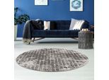 Teppich CARPET CITY "Noa 9328" Gr. 10, grau, H:11mm Ø:160cm, Kunstfaser, Teppiche, Teppich, Kurzflor, Modern, Weicher For, Pflegeleicht