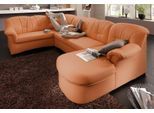 Wohnlandschaft DOMO COLLECTION "Papenburg, zeitlose Rückensteppung, elegante Formensprache, U-Form", orange (pfirsich), B:297cm H:84cm T:180cm, Struktur ( 90% Polyester, 10% Polyacryl);Microfaser PRIMABELLE (100% Polyester);Kunstleder SOFTLUX;Luxus-Microfaser (100% Polyester), Sofas, Wohnlandschaft, in großer Farbvielfalt, wahlweise mit Bettfunktion