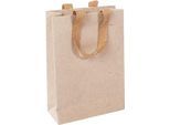 Sigel Geschenktüte Natural Red Coco, Größe S, mit Bodeneinlage und breiten Jutegriffen, L 80 x B 190 x H 280 mm, Jutefaserpapier, beige, 5 Stück