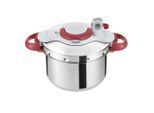 Tefal Schnellkochtopf Clipso Minut' Perfect, Rot, Edelstahl, Metall, 6 L, rund, 24.6 cm, breiter Schüttrand, Kochen, Töpfe, Schnellkochtöpfe