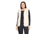 Plüschweste BETTY & CO "Damen mit Fransen", Damen, Gr. 34, cream, Obermaterial: 100% Polyester. Futter: 100% Polyester, figurumspielend hüftbedeckend, V-Ausschnitt, Westen