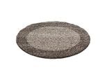 Ayyildiz , Taupe , Textil , Bordüre , rund , Oeko-Tex® Standard 100 , für Fußbodenheizung geeignet, schmutzabweisend, für Hausstauballergiker geeignet, lichtunempfindlich, antistatisch, pflegeleicht, strapazierfähig, leicht zusammenrollbar , Teppiche & Böden, Teppiche, Hochflorteppiche, Hochflorteppiche rund