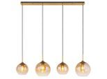 Globo , Klar, Messingfarben , Metall, Glas , länglich , 25x120x120 cm , CE , höhenverstellbar , Beleuchtung, Innenleuchten, Hängeleuchten, Hängeleuchten mehrflammig